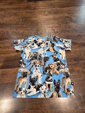 Molo Emmett Blue Puppy Pups Print Dog Tee 80/ 12 months